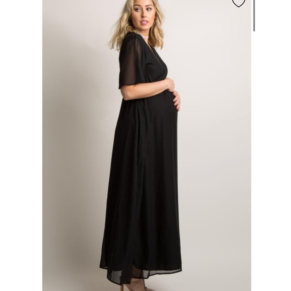 𝅺PinkBlush chiffon flutter bell sleeve dress nwot - Picture 3 of 3